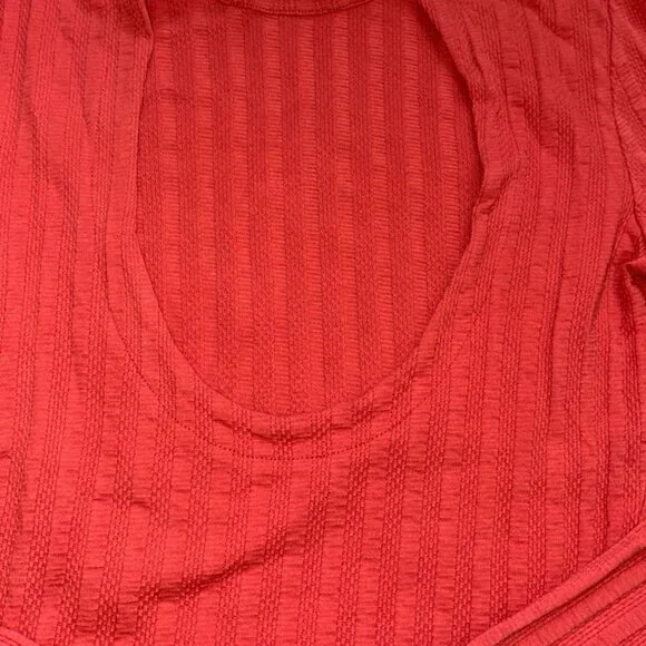 Free People 'Party In The Back' Long Sleeve Textured Blouse-Canyon Red-Size Larg - Picture 6 of 7